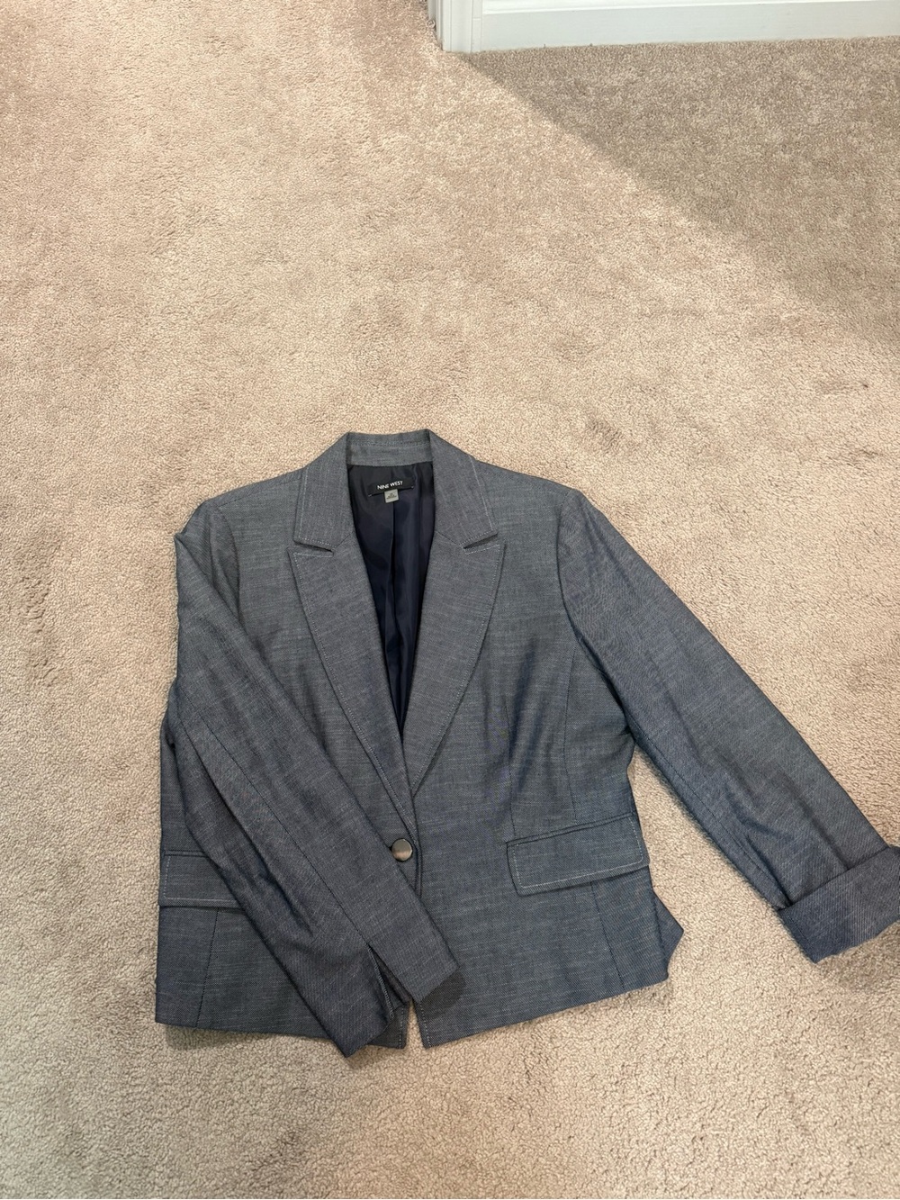 Nine West Men's Gray Single-Button Blazer